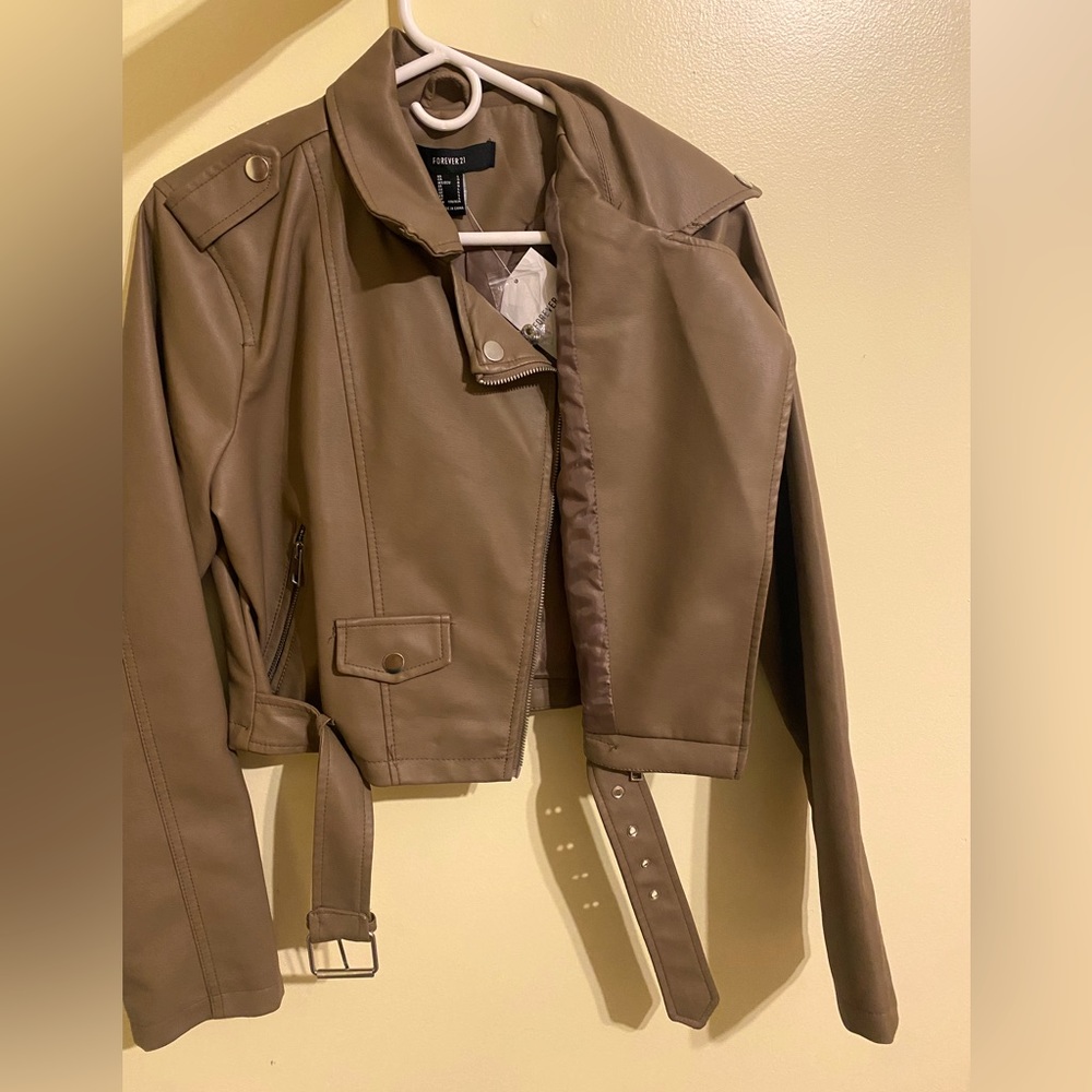 Forever 21 taupe motorcycle jacket